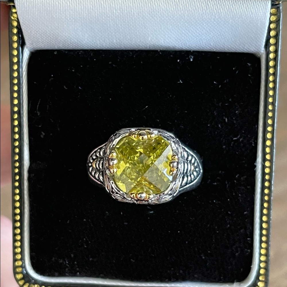 Solid Sterling Silver Genuine Yellow Citrine Two … - image 1